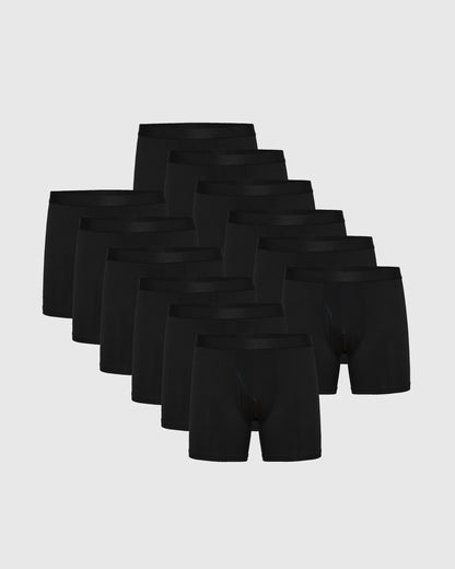 Black Boxer Briefs W/ Fly 12-Pack