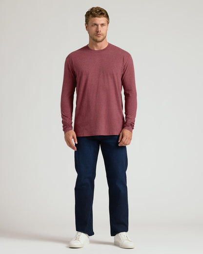 Dark Heather Rustic Apple Classic Long Sleeve Crew Neck