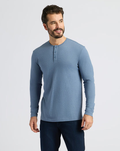 Dark Heather Vintage Navy Classic Long Sleeve Henley