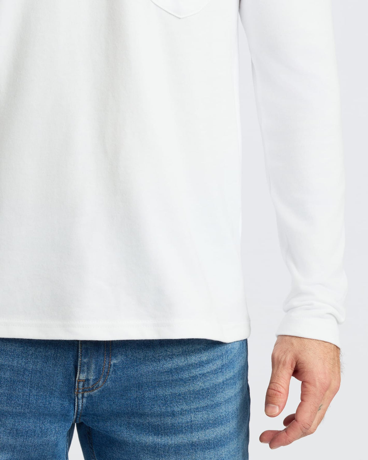 White Heavyweight Long Sleeve Pocket Crew 4-Pack