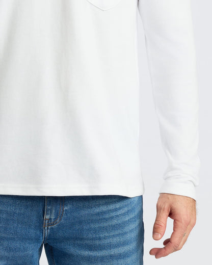 White Heavyweight Long Sleeve Pocket Crew 4-Pack