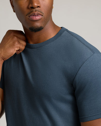 Heather Navy Tall Straight Hem Crew Neck T-Shirt