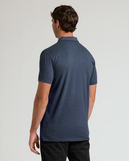 Heather Navy Short Sleeve Tall Polo