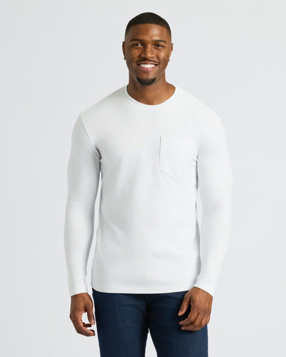 Black & White Tall Heavyweight Long Sleeve Pocket Crew 2-Pack