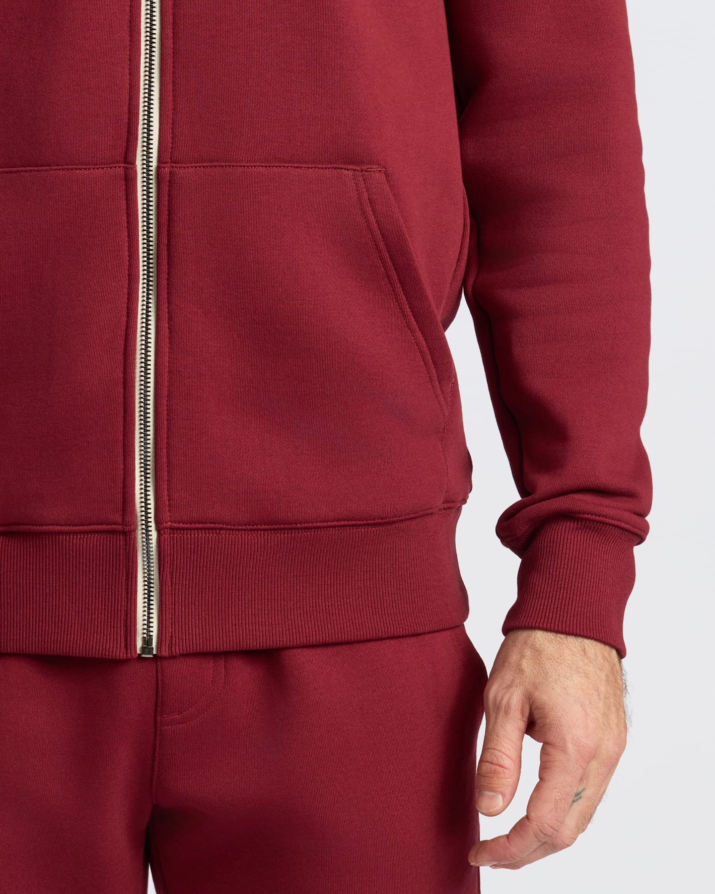 Dark Maroon Fleece French Terry Zip Hoodie