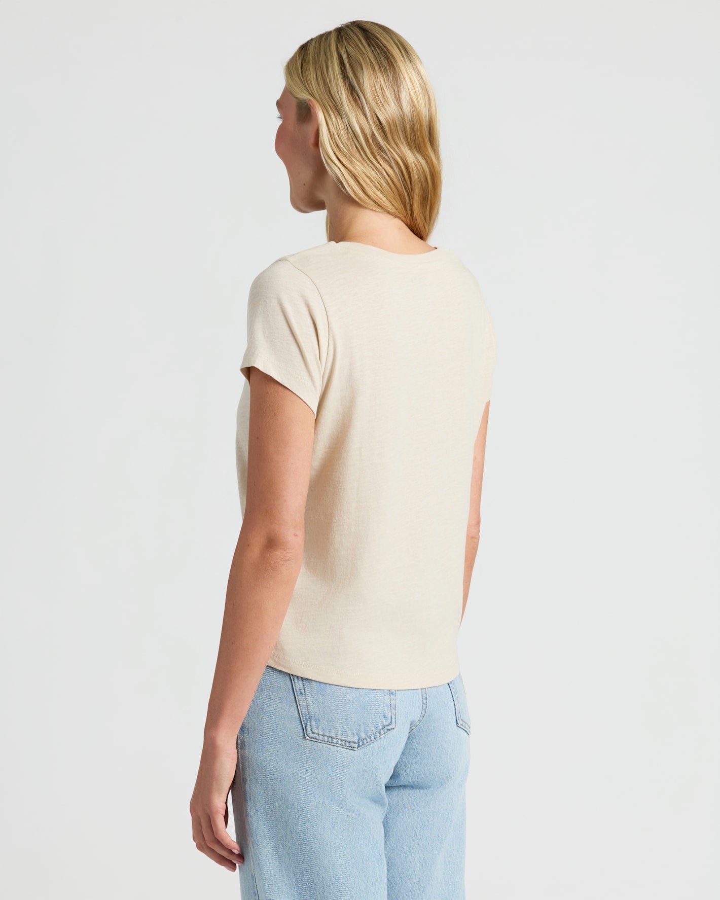 Womens Black & Oatmeal Slub Scoop Neck Tee 2-Pack