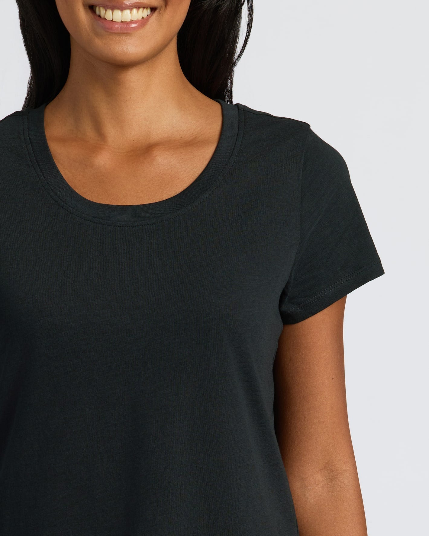 Womens Black & Oatmeal Slub Scoop Neck Tee 2-Pack