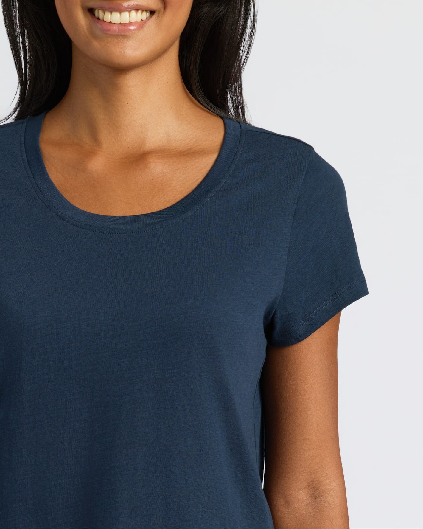 Womens Navy Slub Scoop Neck Tee