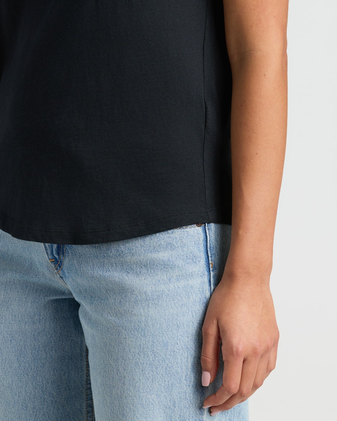 Womens Black & Oatmeal Relaxed Slub V-Neck Tee 2-Pack