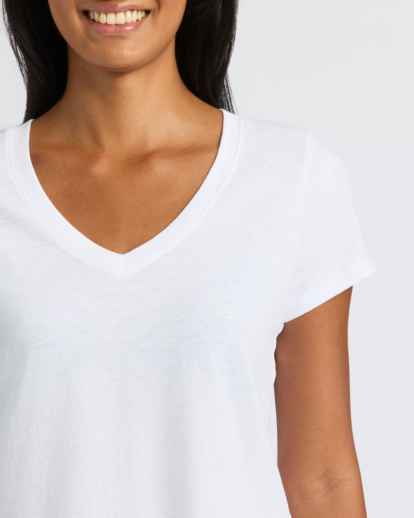 Womens Navy & White Relaxed Slub V-Neck Tee 4-Pack