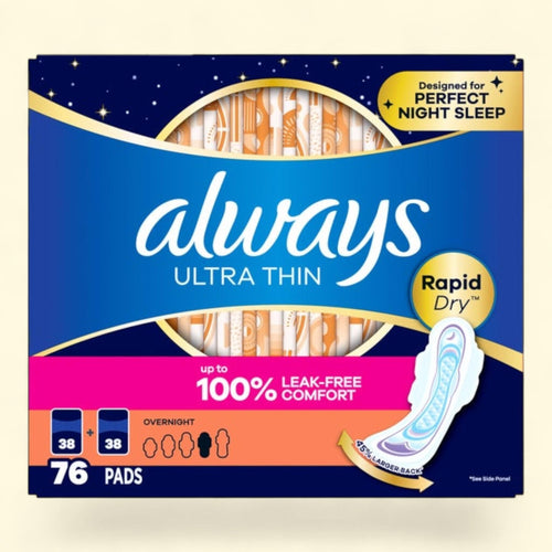 Always Ultra Thin Advanced Overnight Pads, 76-count
