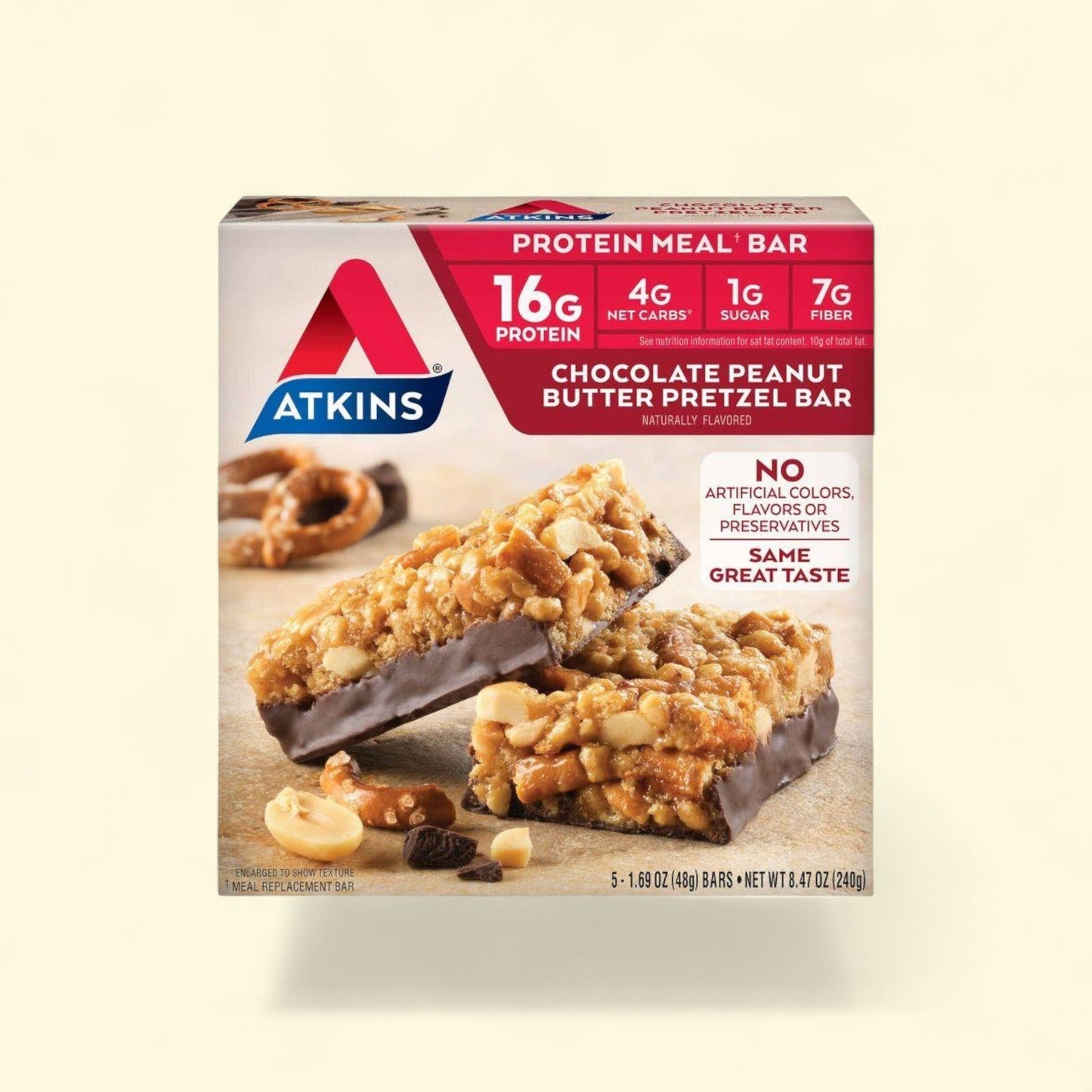 Atkins Protein Meal Bar, Chocolate Peanut Butter Pretzel, 5ct/8.47oz
