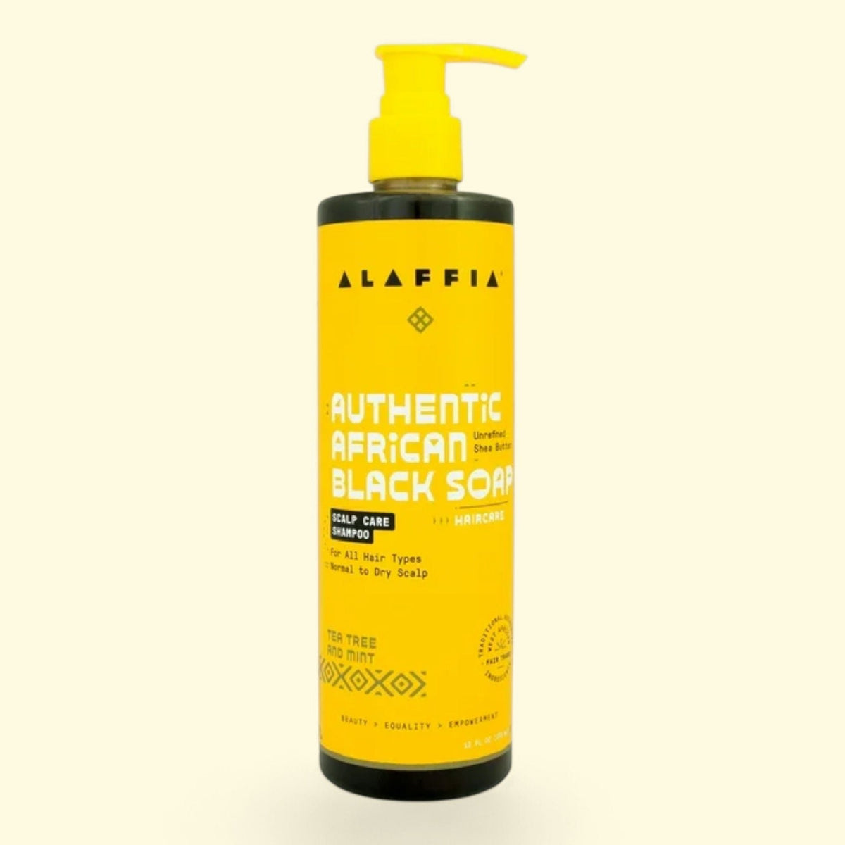 Alaffia African Black Soap Tea Tree and Mint Scalp Care Daily Shampoo, 12 fl oz