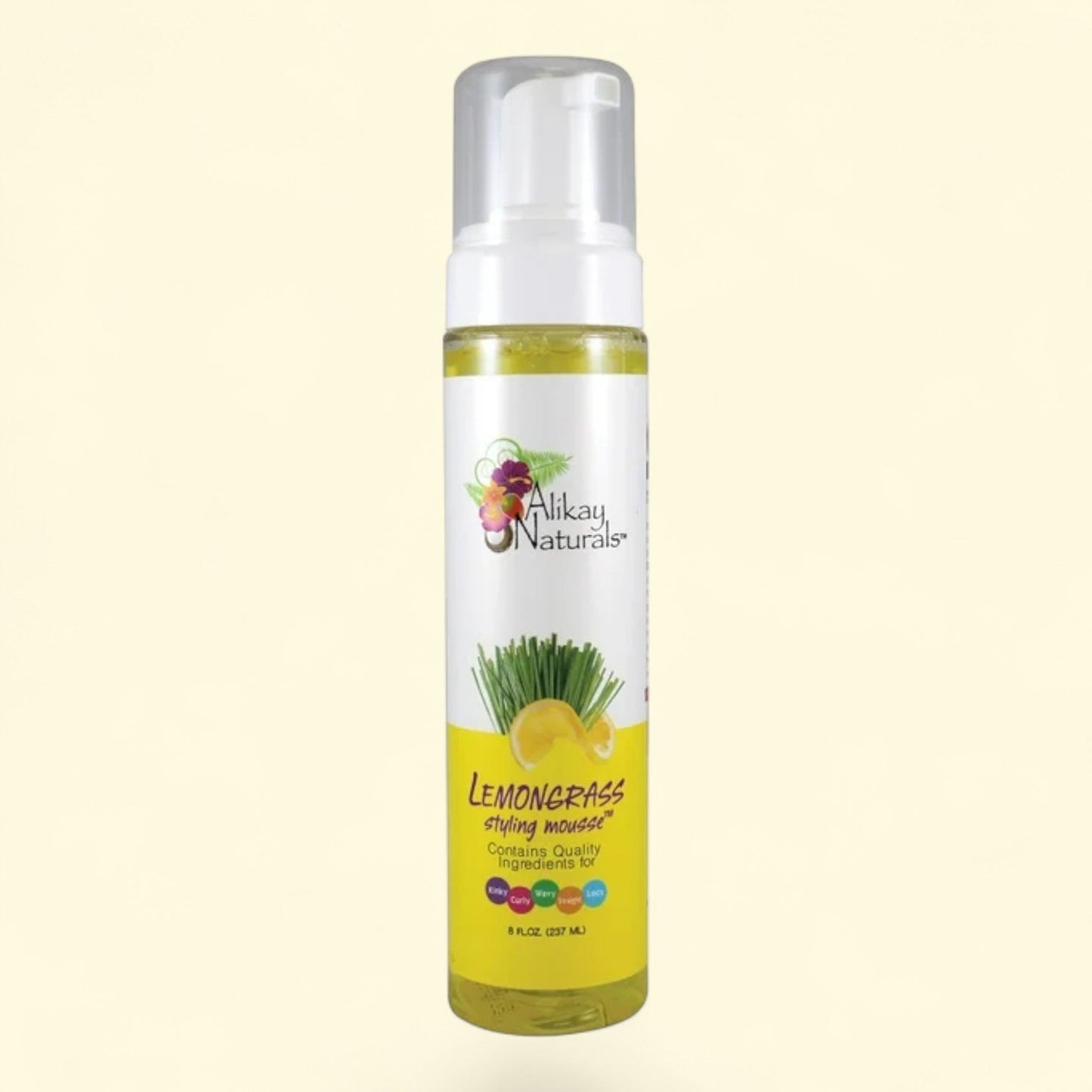 Alikay Naturals Lemongrass Frizz Control Pump Hair Styling Mousse, 8 fl oz