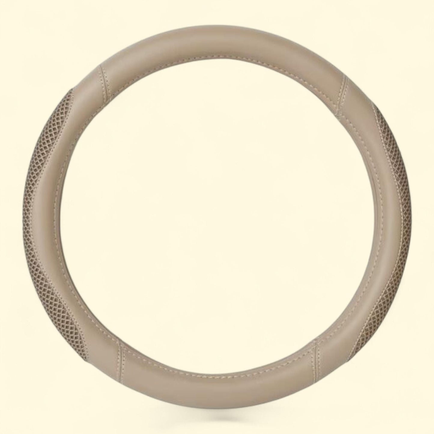Auto Drive Steering Wheel Cover, Beige 3D Mesh, Universal Fit, PU Leather, 1 count