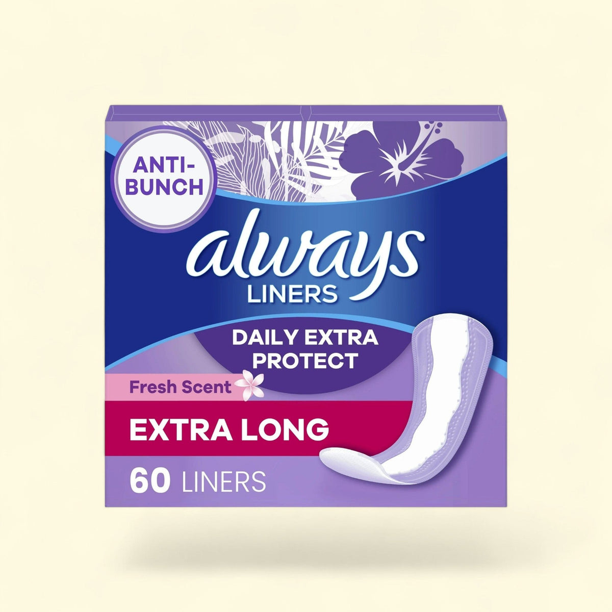 Always Xtra Protection 3-in-1 Daily Liners, Extra Long Length, 60 CT