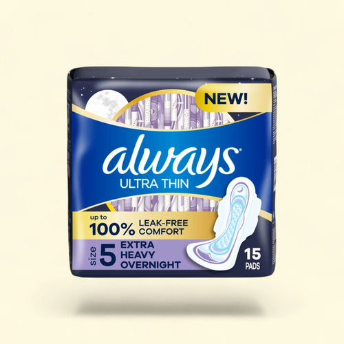 Always Ultra Thin Overnight Pads with Wings, Size 5, 15 CT