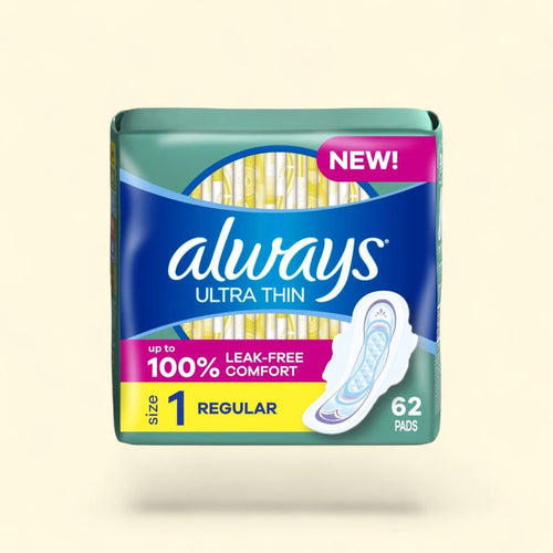 Always Ultra Thin Pads with Wings, Size 1, 62 CT