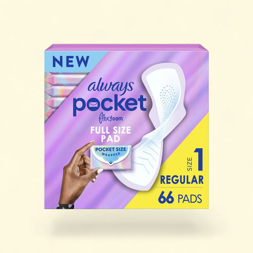 Always Pocket Feminine Pads with FlexFoam, Size 1, Regular, 66 Count