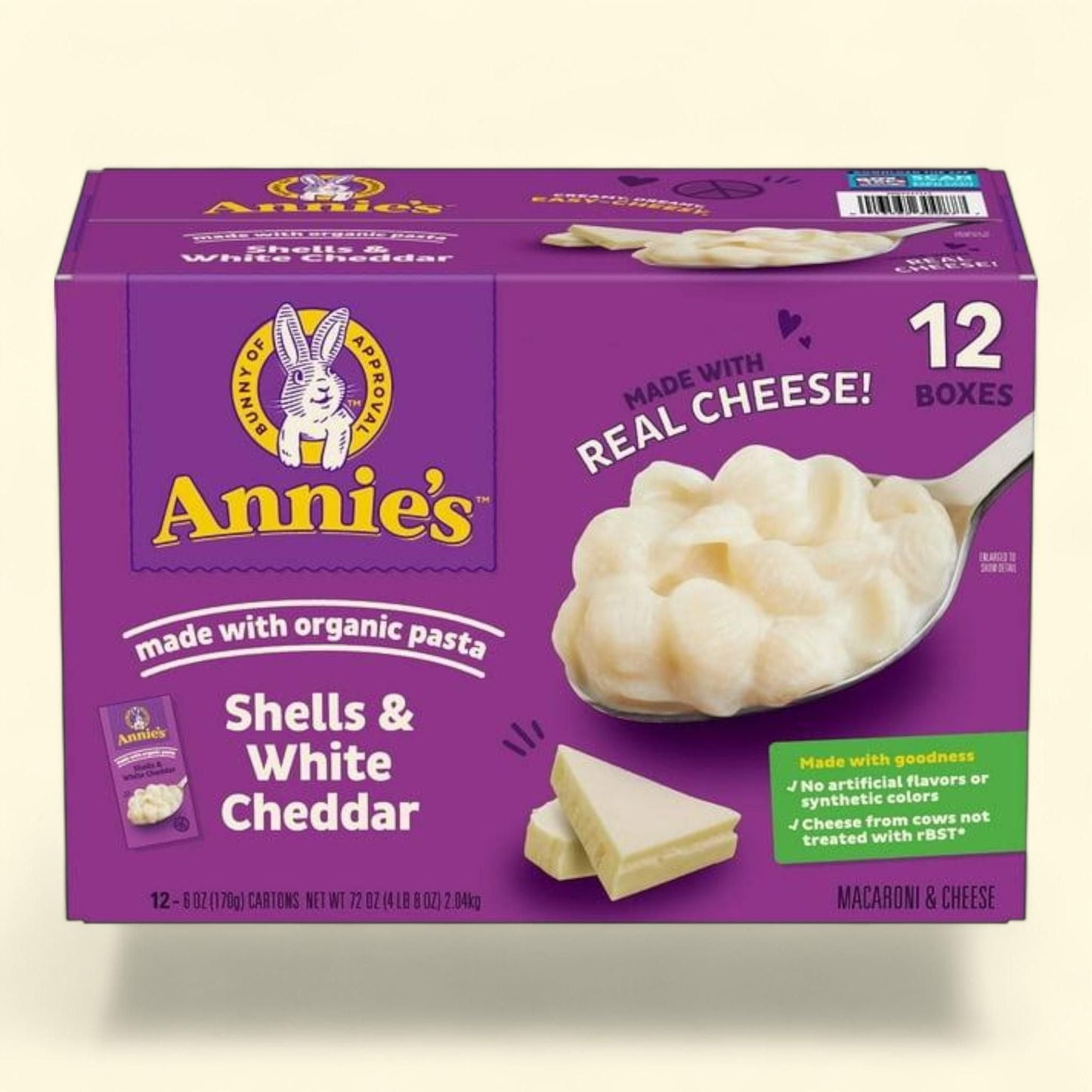 Annie's Shells and White Cheddar Mac and Cheese 6 oz.,12 pk.