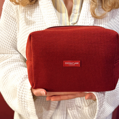 Waffle Makeup Bag - Burgundy