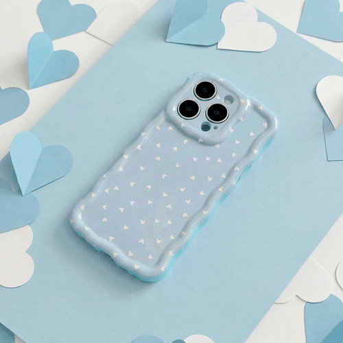Wavy Phone Case - Powder Blue Hearts