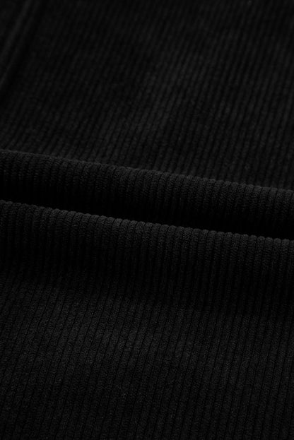 Black Corduroy Exposed Seam Sleeveless Mini Dress