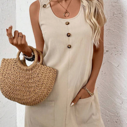 Women’s Solid‑Color Sleeveless A‑Line Dress