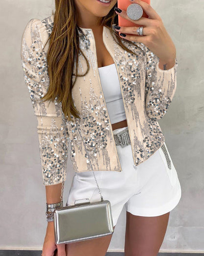 Women’s Sequined Zip-Up Jacket