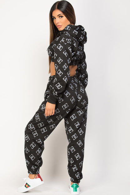 Black Joggers And Hoodie Loungewear Set