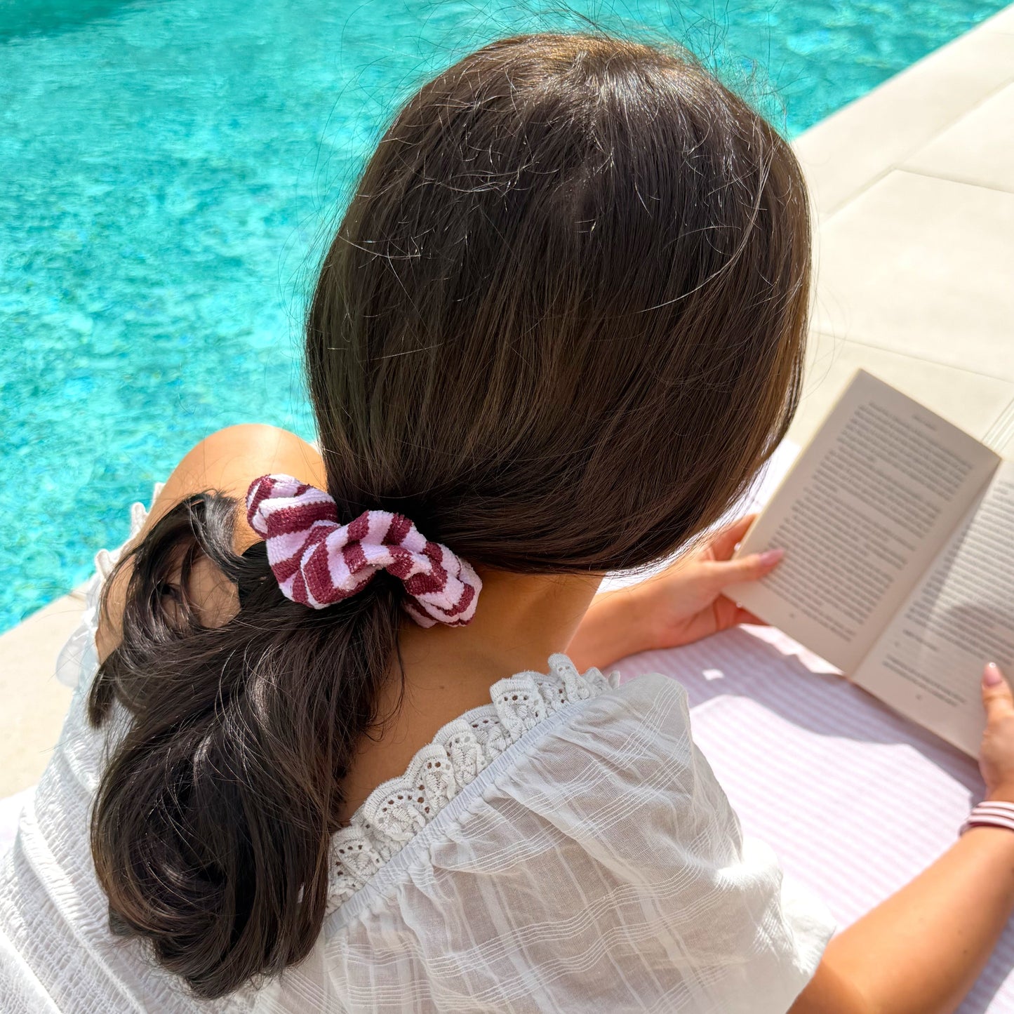 TOWEL Scrunchie - Blushberry Scallop Stripes