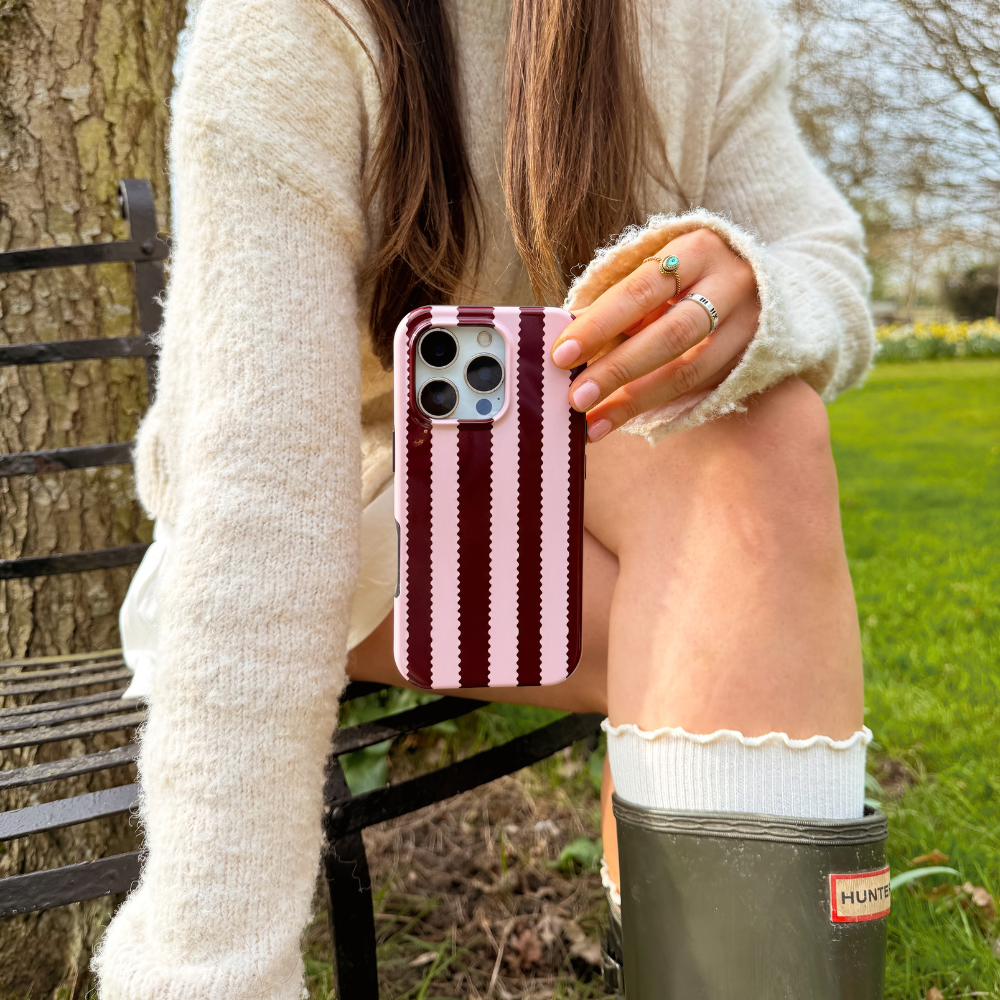 Tough MagSafe® Phone Case - Blushberry Scallop Stripes