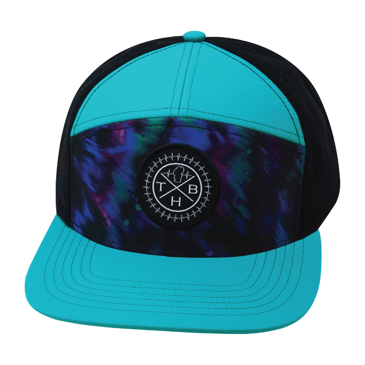 **ADULT** Color Vibes Hat - Flat Bill - Space Dust - Neon Green Blue / Black - Laser Mesh