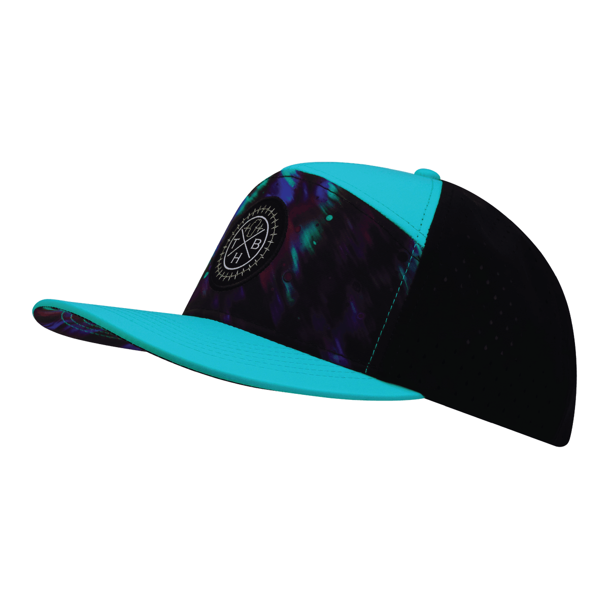 **ADULT** Color Vibes Hat - Flat Bill - Space Dust - Neon Green Blue / Black - Laser Mesh