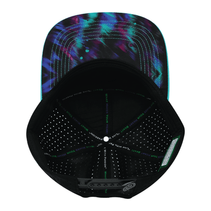 **ADULT** Color Vibes Hat - Flat Bill - Space Dust - Neon Green Blue / Black - Laser Mesh