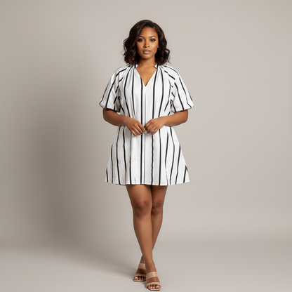 Striped Puff Sleeve Dress