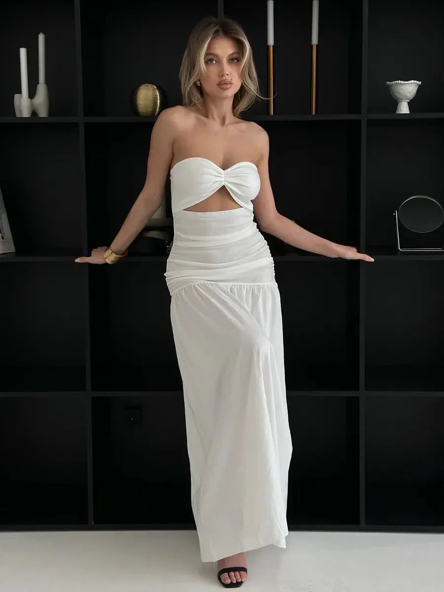 Donna Hollow Out Cinched Elegant Dress