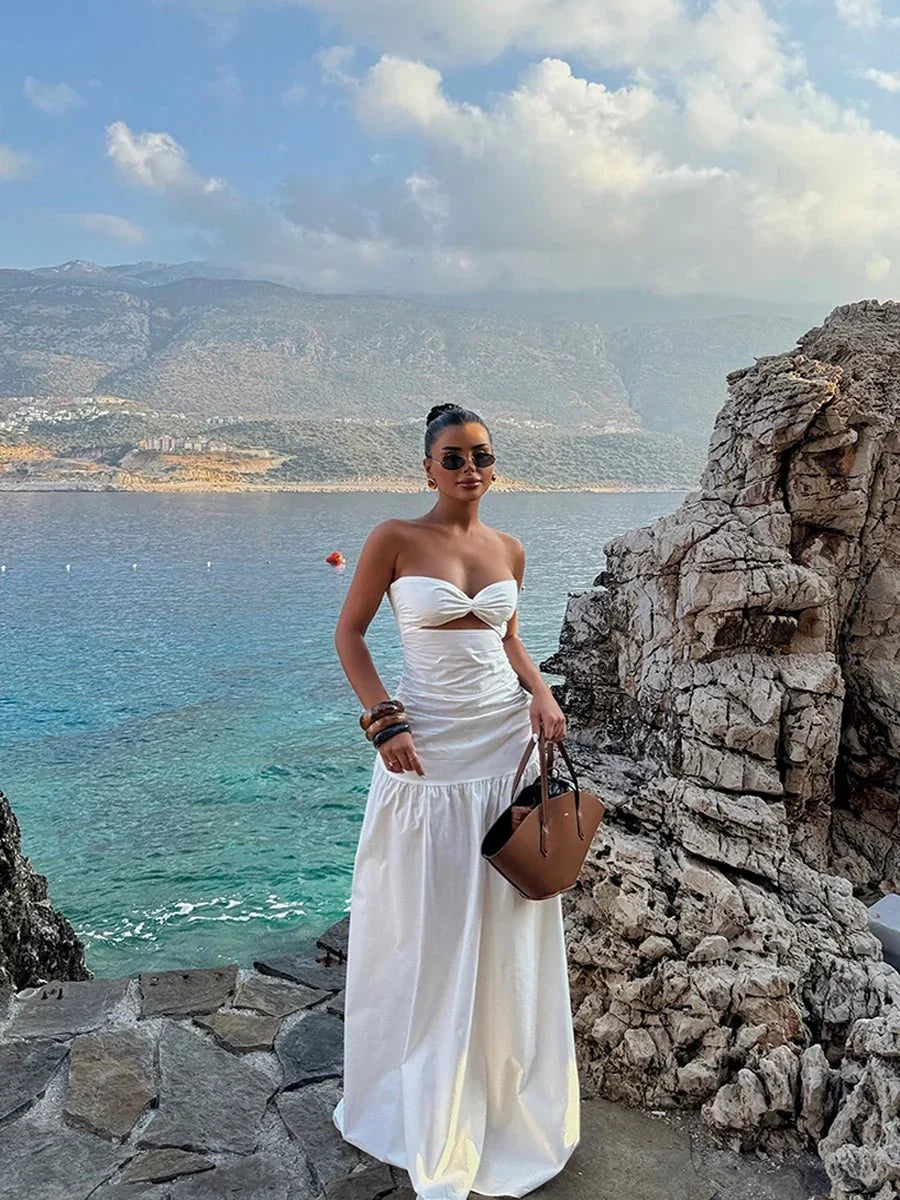 Donna Hollow Out Cinched Elegant Dress