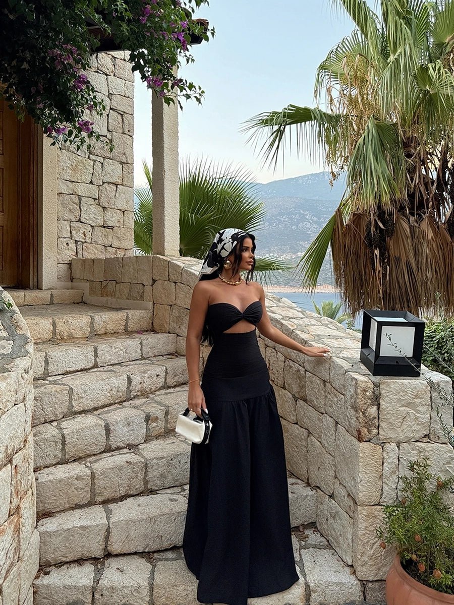 Donna Hollow Out Cinched Elegant Dress