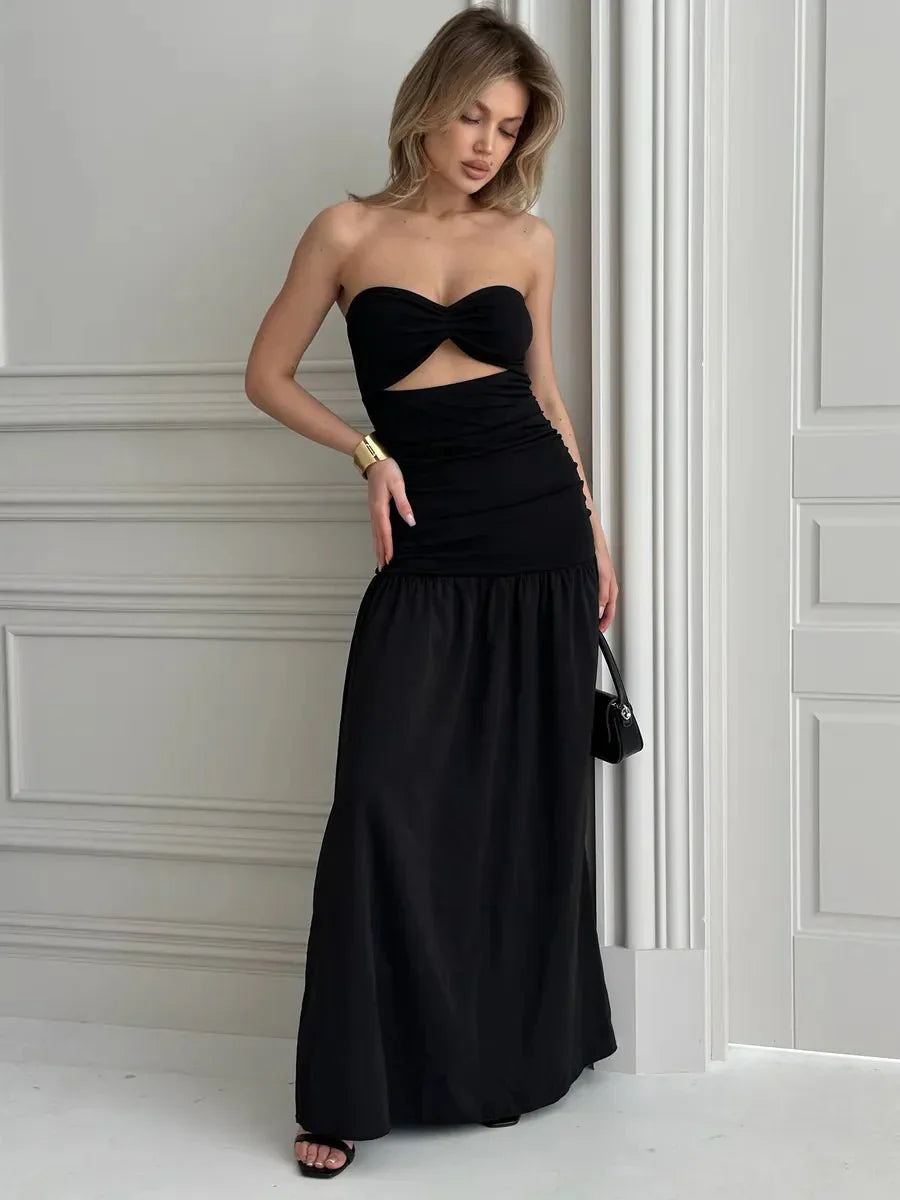 Donna Hollow Out Cinched Elegant Dress
