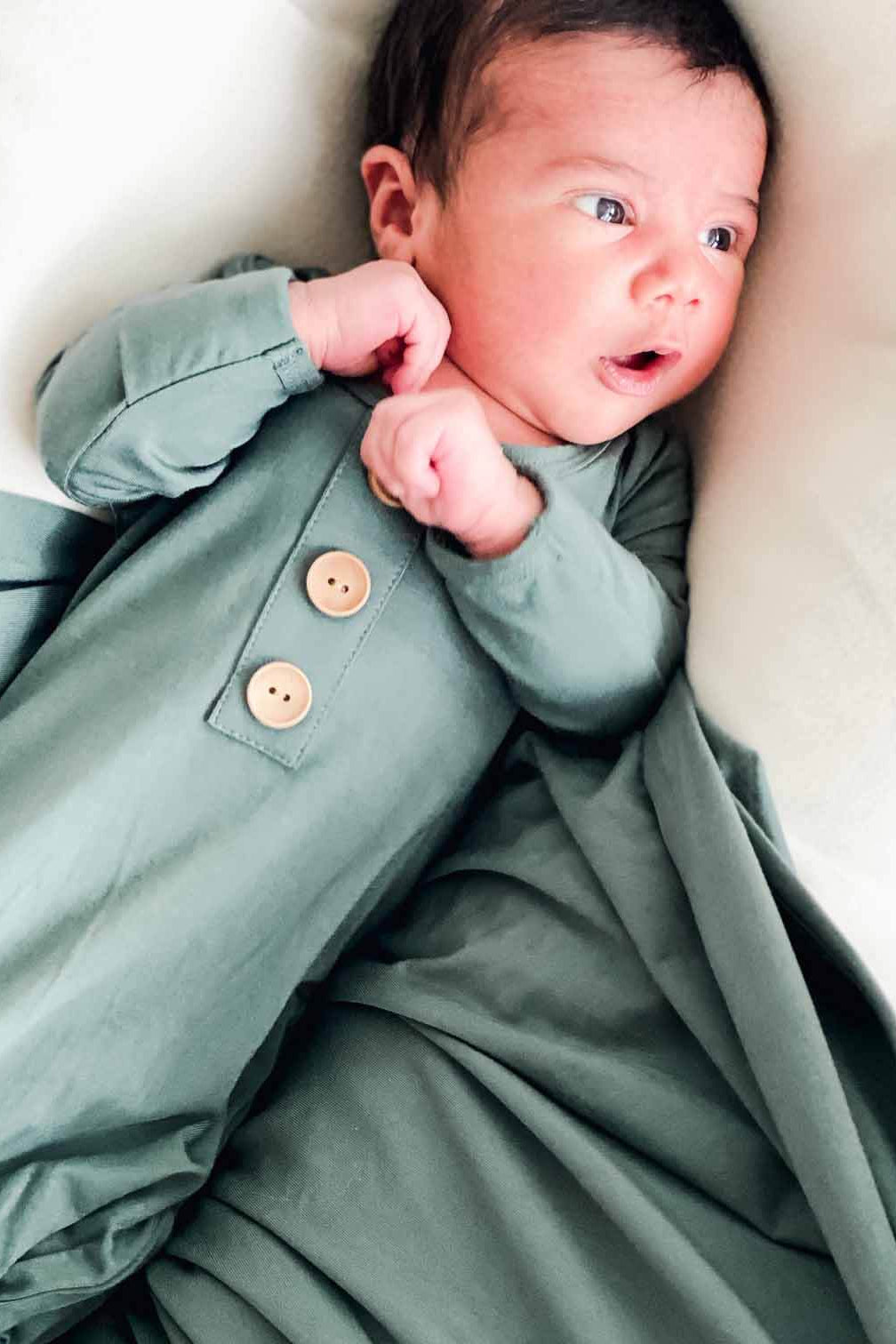Emerald Bamboo Knotted Gown & Hat