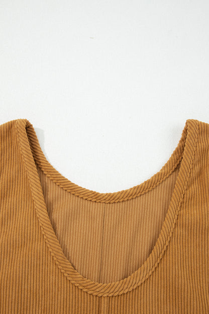 Black Corduroy Exposed Seam Sleeveless Mini Dress