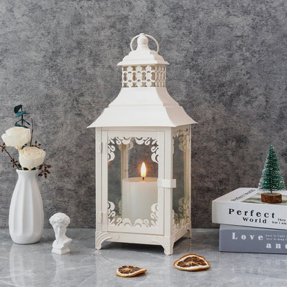 14.5'' High  Vintage Style Candle Lantern White