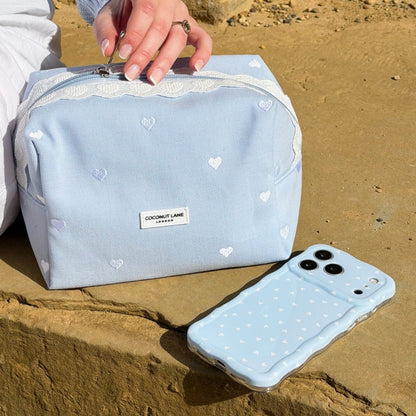 Wavy Phone Case - Powder Blue Hearts