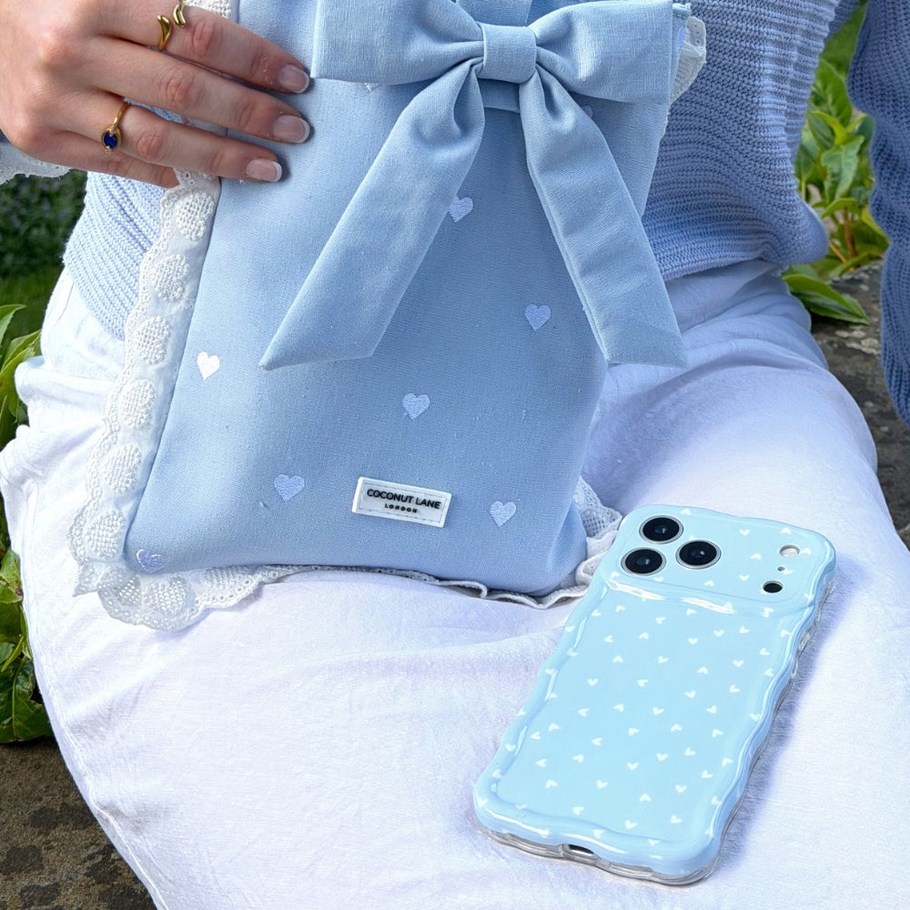 Wavy Phone Case - Powder Blue Hearts