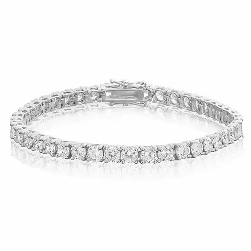 16 Carat TW Round Lab Grown Diamond 8” Tennis Bracelet in 14k White Gold