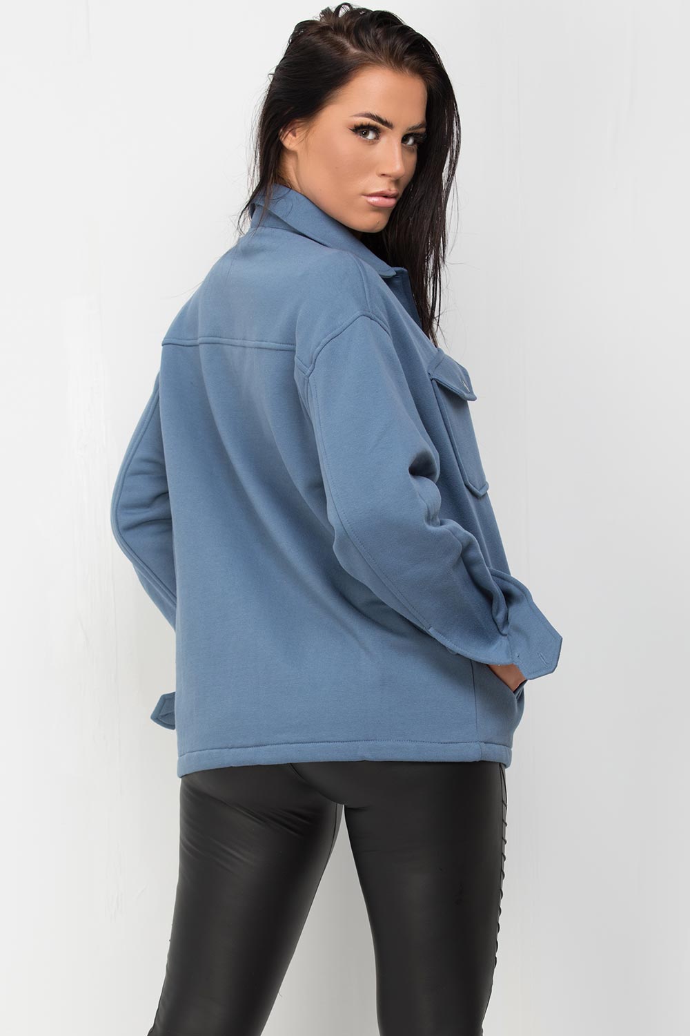 Denim Blue Shacket Oversized