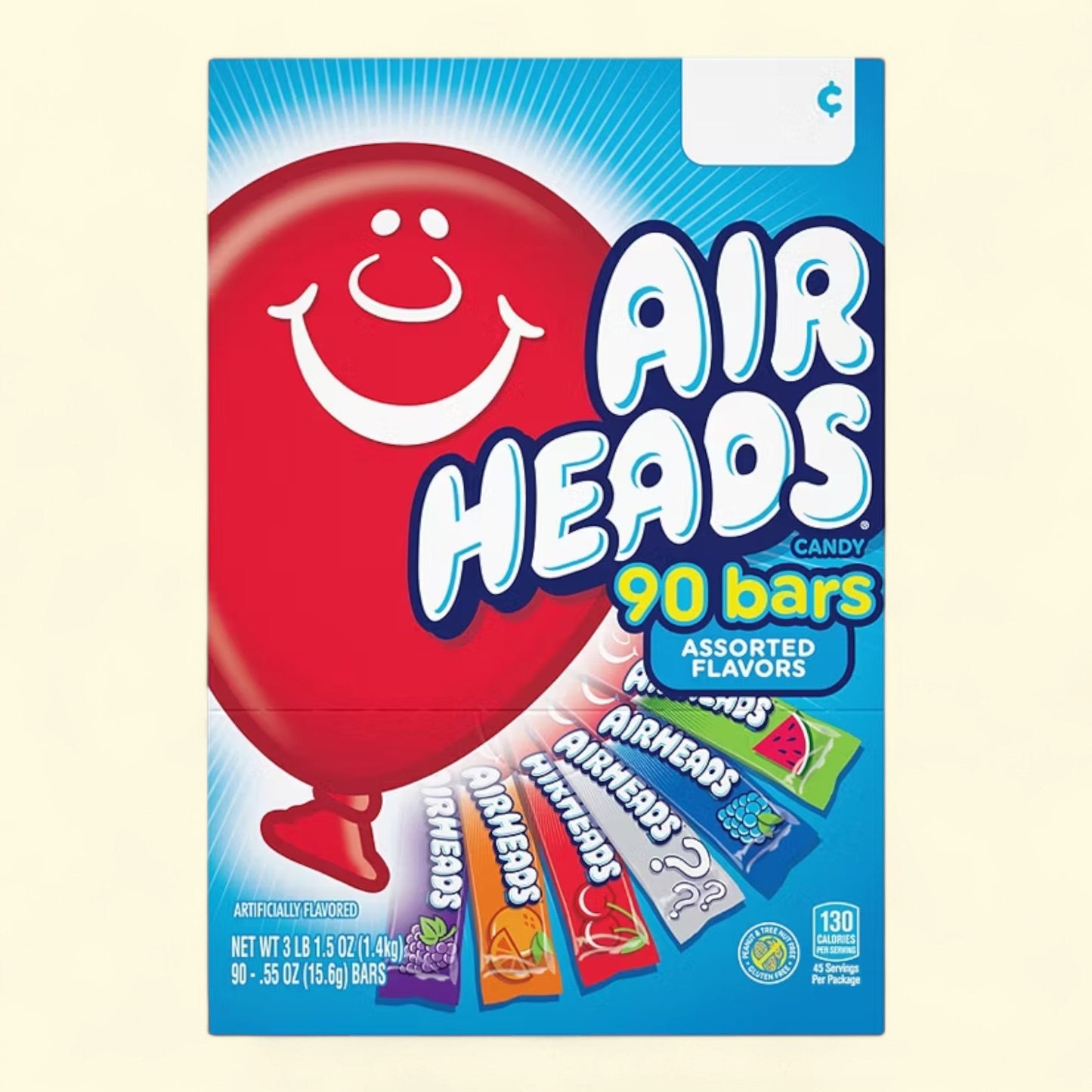 Airheads Chewy Candy Bars, Regular Size, 33 oz, 60 Count