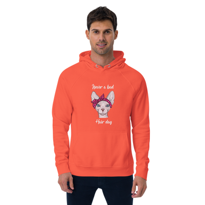 "NEVER A BAD HAIR DAY" UNISEX ECO HOODIE